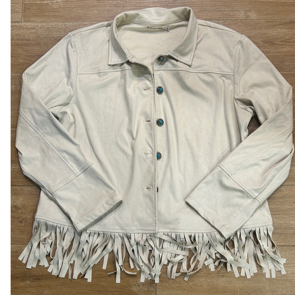 Southern Stitch Suede Fringe Jacket Western Boho Style XL Button Front‎ - Picture 5 of 8